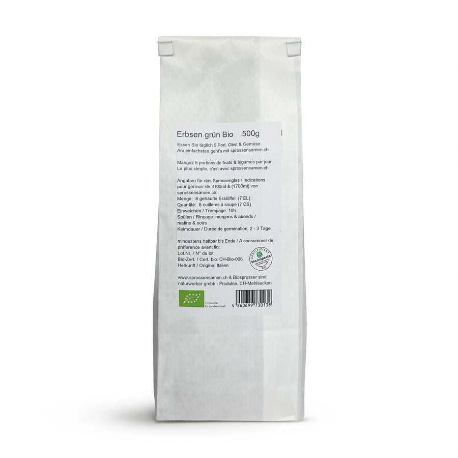 Graines germées bio de pois verts 500 g