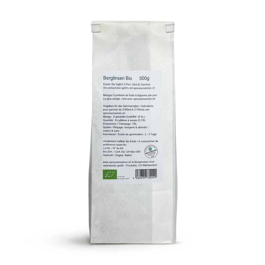 Graines germées de lentilles de montagne biologiques 500 g