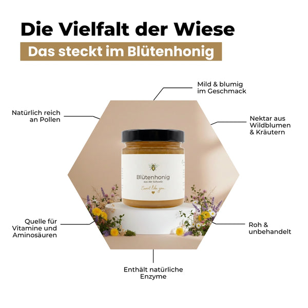 Schweizer Blütenhonig in Rohhonig-Qualität 500g