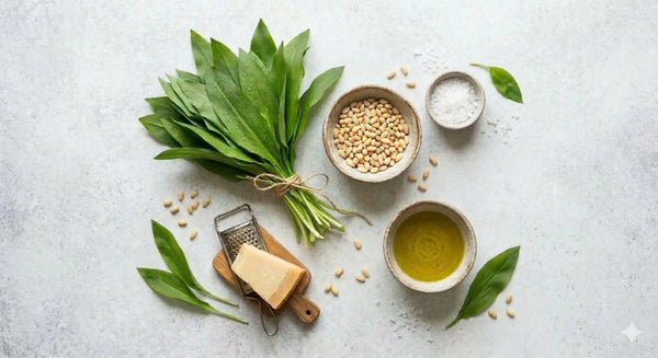 Bärlauch Pesto mit Olivenöl und Zedernüssen