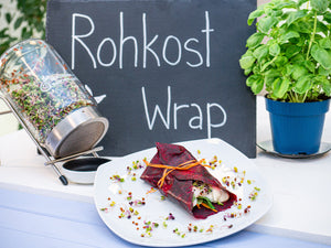 Rohkost Wrap selber machen - mit Alfalfa und Rucola Sprossen