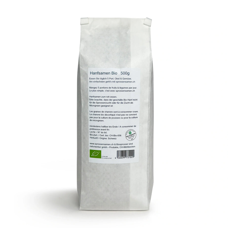 Graines de chanvre bio non décortiquées 500 g