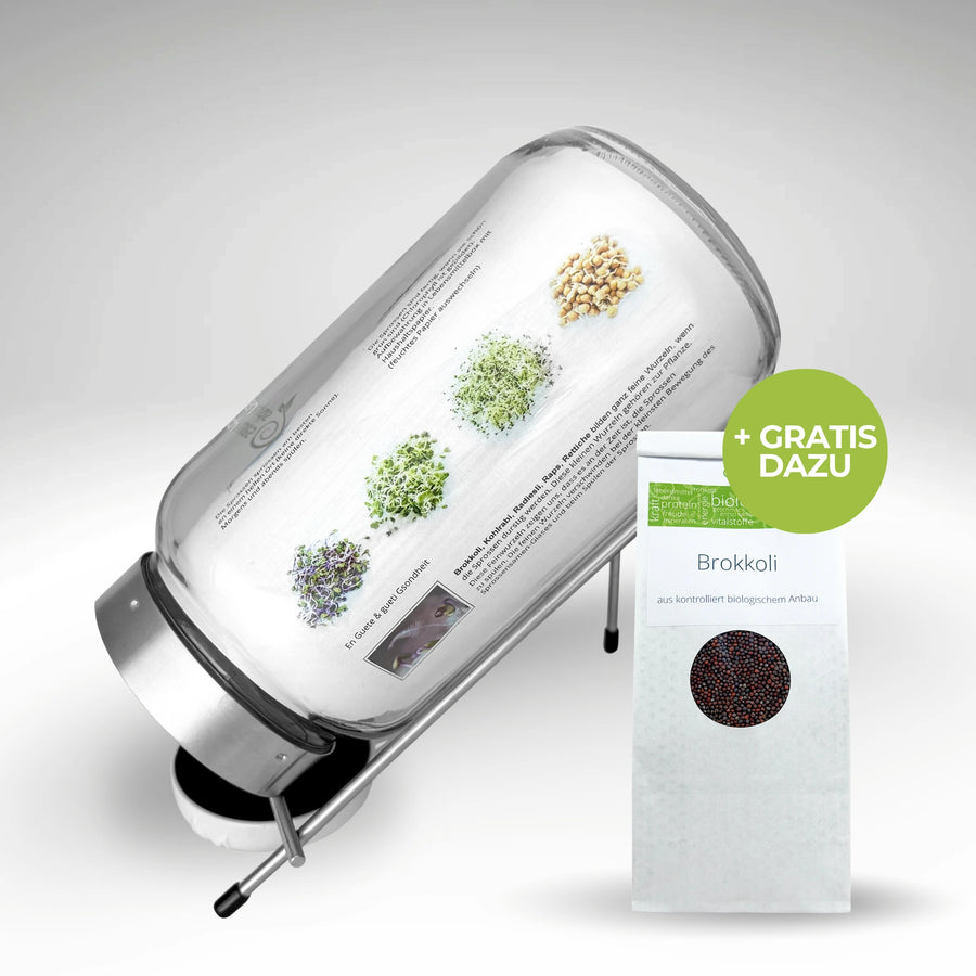 Keimglas 3100ml The Way We Grow™ aus Glas mit Ständer Biosprosser