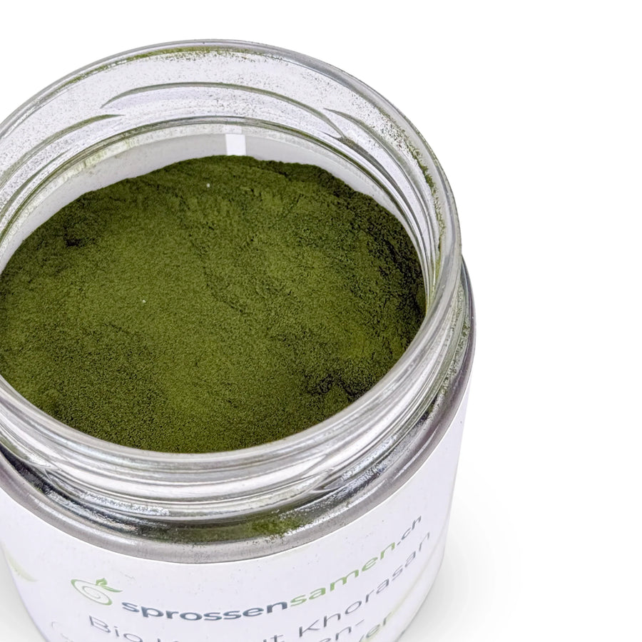 Poudre de jus d'herbe de blé ancien Kamut Khorasan, de qualité biologique crue, 150 g