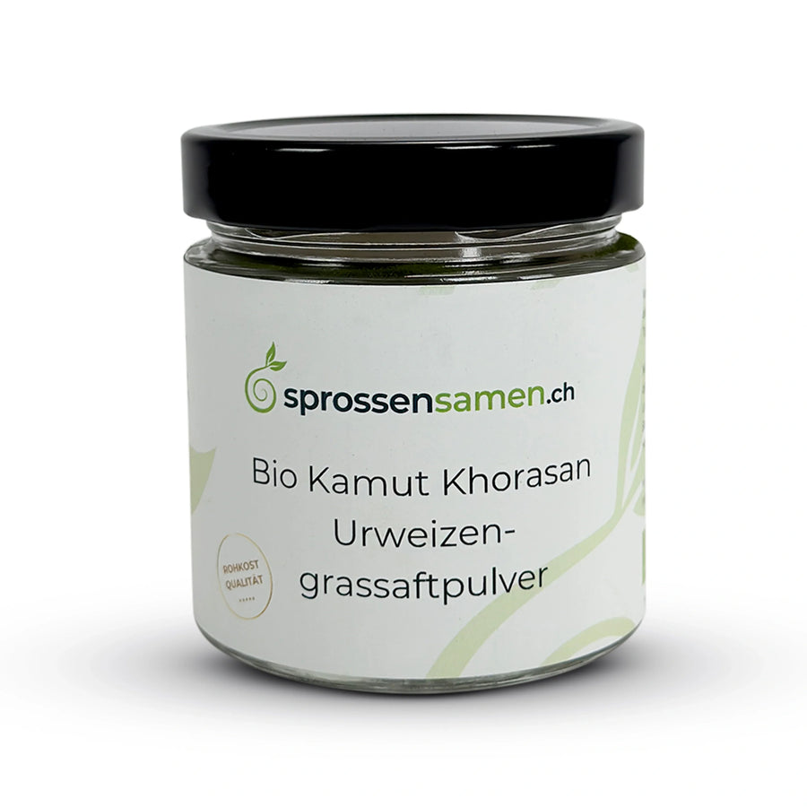 Poudre de jus d'herbe de blé ancien Kamut Khorasan, de qualité biologique crue, 150 g
