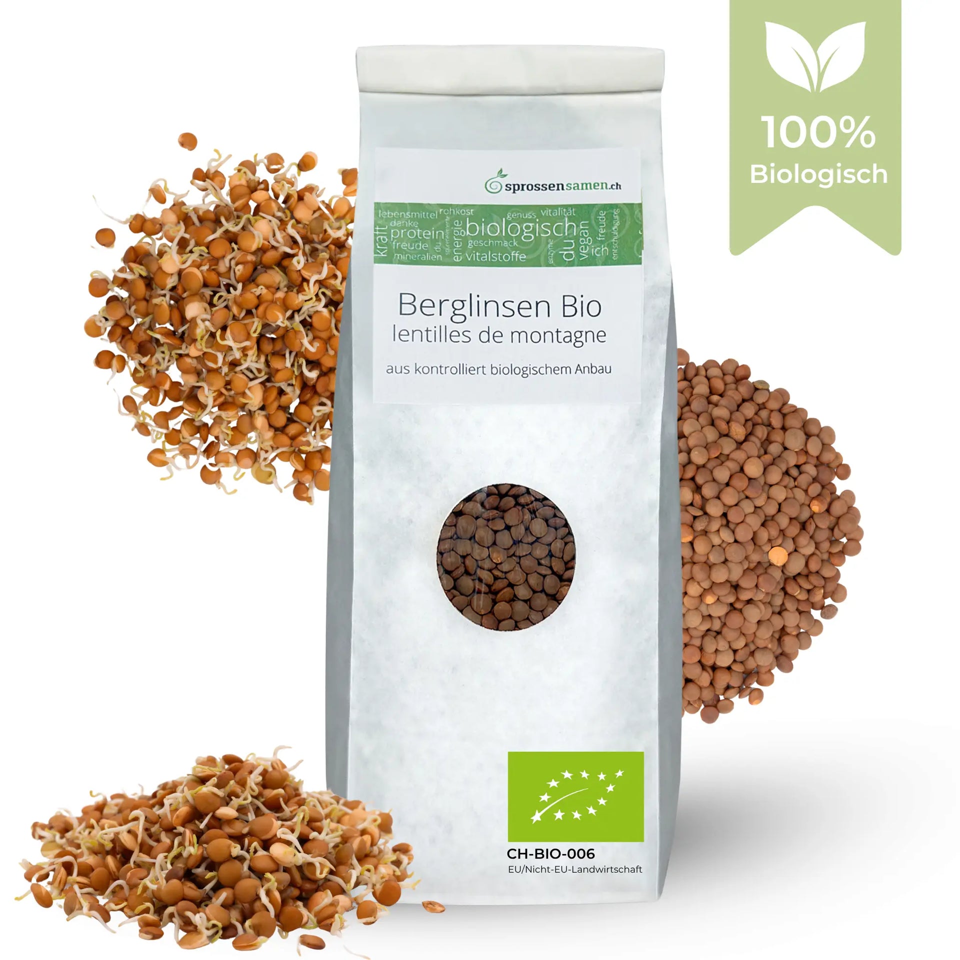Graines germées de lentilles de montagne biologiques 500 g